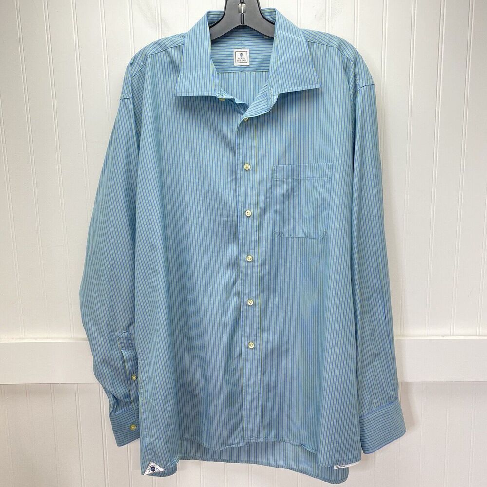 Peter Millar Shirt Button Down Mens Large Striped Long Sleeve 100% Cotton EUC
